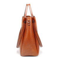 Genuine Leather Fashion Retro Messenger Bag Women's Handbag Brown - Thumbnail 2