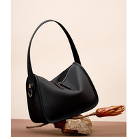 Genuine Leather Hobo Shoulder Bag For Women Large Crossbody Bag Black - Thumbnail 1