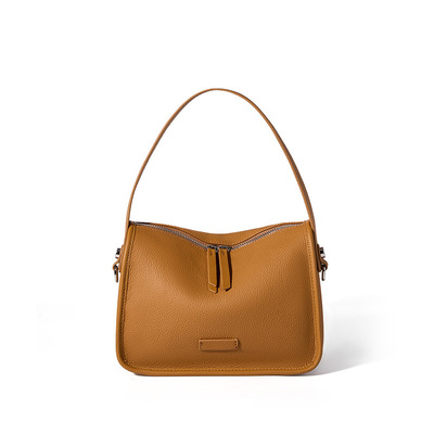 Genuine Leather Hobo Shoulder Bag For Women Large Crossbody Bag Brown