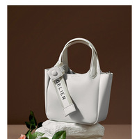 Genuine Leather Hobo Shoulder Bag For Women Large Crossbody Bag White - Thumbnail 1