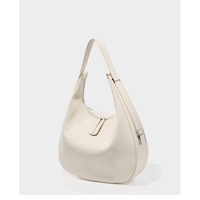 Genuine Leather Ladies'Crossbody Bag with Wide Strap White - Thumbnail 2