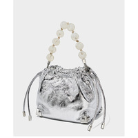 Genuine Leather European and American Large Capacity Handbag Silver - Thumbnail 1