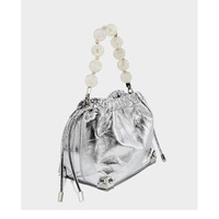 Genuine Leather European and American Large Capacity Handbag Silver - Thumbnail 2