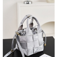 Genuine Leather Women Shoulder Bag Vintage Crossbody Purse Handbag Grey - Thumbnail 1