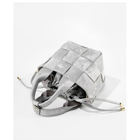 Genuine Leather Women Shoulder Bag Vintage Crossbody Purse Handbag Grey - Thumbnail 4