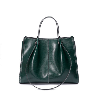 Genuine Leather Women Shoulder Bag Vintage Crossbody Purse Handbag Green