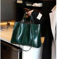 Genuine Leather Women Shoulder Bag Vintage Crossbody Purse Handbag Green - Thumbnail 2