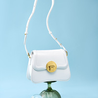 Genuine Leather Women Fashion Handbags Tote Bag Shoulder Bag White - Thumbnail 1