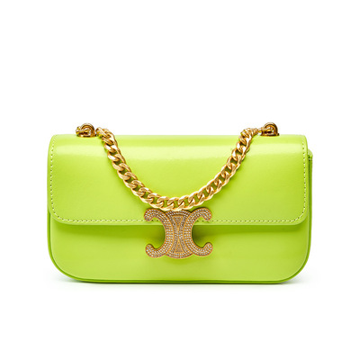 Genuine leather women crossbody bags medium size shoulder handbags green - Thumbnail 3