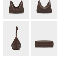 Genuine Leather Womens Fashion Shoulder Bags Large Tote Bag Retro Purse Handbag Brown - Thumbnail 2