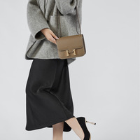 Genuine Leather Women Shoulder Purses and Handbags Grey - Thumbnail 1