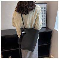 Genuine Leather Women Purses and Handbags Shoulder Bag Black - Thumbnail 2