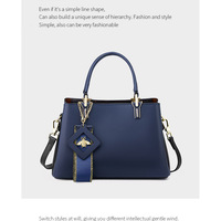 Women Genuine Leather Handbags Large Designer Ladies Hobo bag Bucket Purse Blue - Thumbnail 1