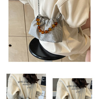 Genuine Leather Fashion Hobo Bags Large Purse and Handbags Silver - Thumbnail 3