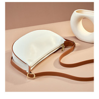 Genuine Leather Women's Evening Handbag Satin Shoulder Bag Purse White - Thumbnail 2