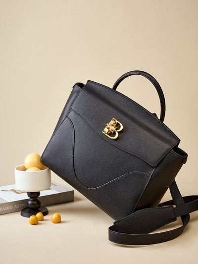 Genuine Leather Women's Evening Handbag Satin Shoulder Bag Purse Black