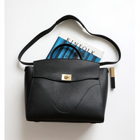 Genuine Leather Women's Evening Handbag Satin Shoulder Bag Purse Black - Thumbnail 2