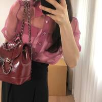 Genuine Leather Korean Ins Women Backpack Red - Thumbnail 1