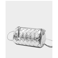 Women Trendy Small Shoulder Bag Genuine Leather Hobo Handbags Silver - Thumbnail 1