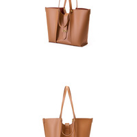 Women's Genuine Leather  Tote Shoulder Handbag Brown - Thumbnail 2