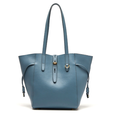 Genuine leather fashion women tote bag shoulder handbags blue - Thumbnail 5