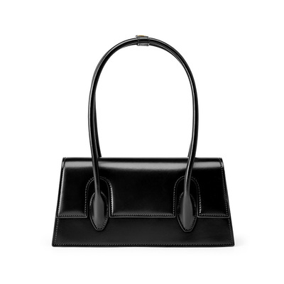 Genuine leather women's beach bag shoulder bag black - Thumbnail 4