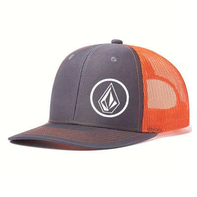 The World Trucker Baseball Cap Hat-Unisex Diamond Grey Orange