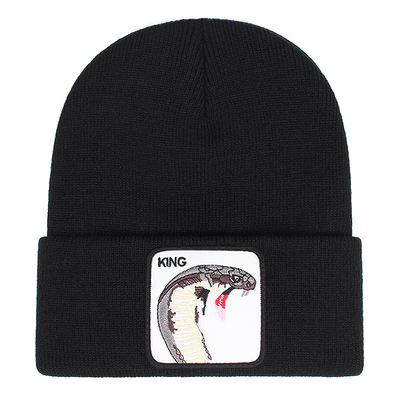 KING Embroidery Beanie Hat Unisex Knit Cuffed Cap Women Men Gift Black