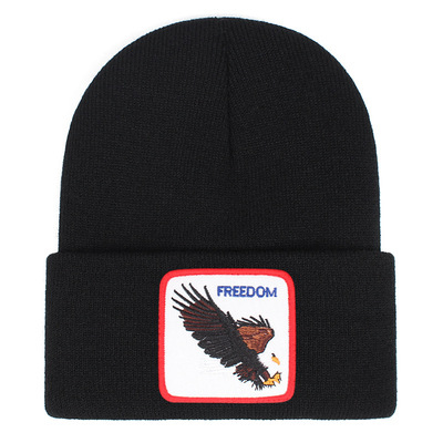 Freedom embroidery beanie hat unisex knit cuffed cap women men gift black - Thumbnail 2
