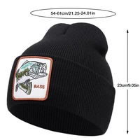 FREEDOM Embroidery Beanie Hat Unisex Knit Cuffed Cap Women Men Gift Black - Thumbnail 2