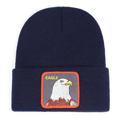 Eagle embroidery beanie hat unisex knit cuffed cap women men gift blue - Thumbnail 2