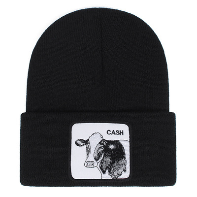 Cash embroidery beanie hat unisex knit cuffed cap women men gift black - Thumbnail 4