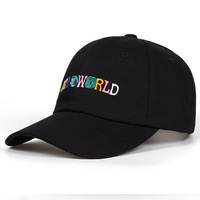 ASTROWORLD Embroidered Baseball Hat Rapper Travis Scott Album Soft Top Peaked Cap Black - Thumbnail 1