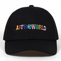 ASTROWORLD Embroidered Baseball Cap Outdoor Sports Mesh Peaked Cap Black - Thumbnail 1