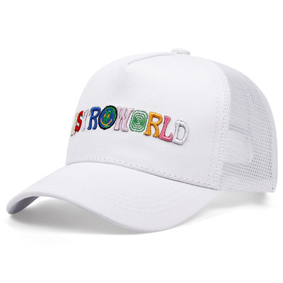 Astroworld embroidered baseball cap outdoor sports mesh peaked cap white - Thumbnail 3