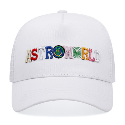 Astroworld embroidered baseball cap outdoor sports mesh peaked cap white
