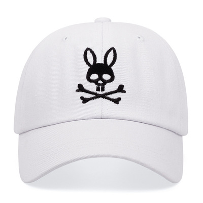 Embroidered skeleton rabbit baseball cap outdoor sports mesh peaked cap white - Thumbnail 3