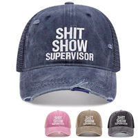 SHOW SUPERVISOR Hole Punch Baseball Cap Outdoor Sports Cowboy Peaked Cap Blue - Thumbnail 1