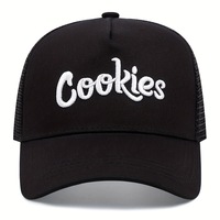 Cookies Baseball Cap Outdoor Sports Mesh Peaked Cap Black - Thumbnail 1