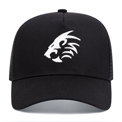 Tiger head embroidered baseball cap outdoor sports mesh peaked cap black - Thumbnail 2