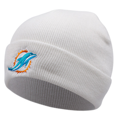 Embroidery of dolphin skull baseball cap outdoor warm woolen hat white - Thumbnail 4