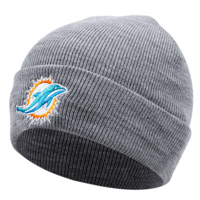 Embroidery of dolphin skull baseball cap outdoor warm woolen hat grey - Thumbnail 3