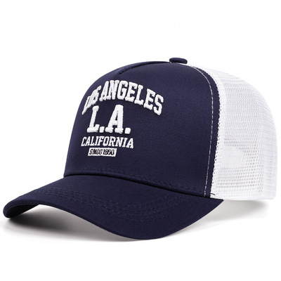Los Angeles Embroidered Baseball Cap Outdoor Sports Mesh Peaked Cap Blue