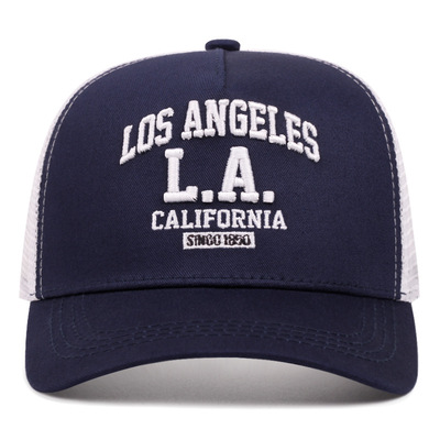 Los angeles embroidered baseball cap outdoor sports mesh peaked cap blue