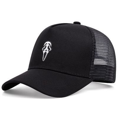 Halloween ghost face truck driver cap peaked cap black - Thumbnail 4