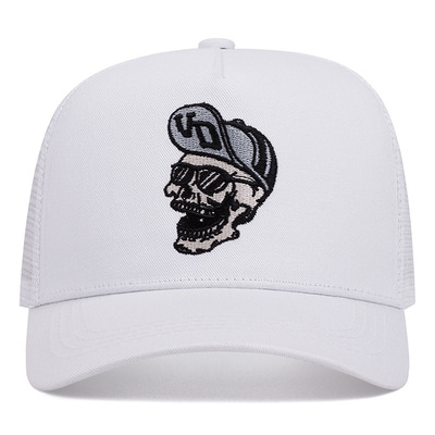 Vd skull embroidered baseball cap outdoor sports mesh peaked cap white - Thumbnail 3