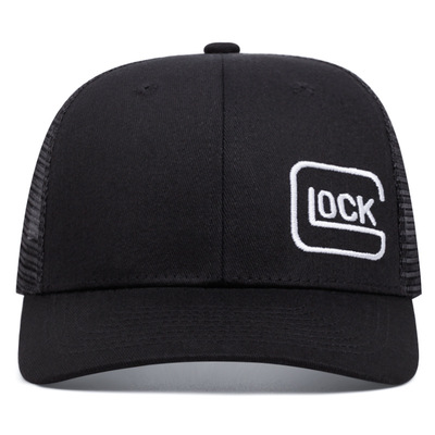 Embroidered of lock baseball cap outdoor sports mesh peaked cap black - Thumbnail 2
