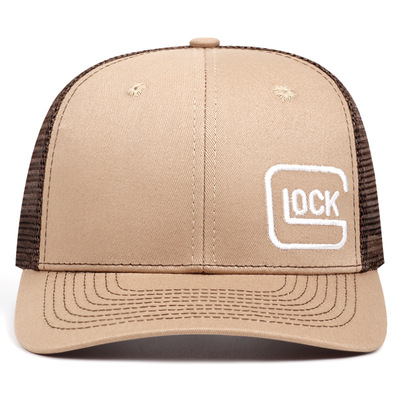 Embroidered of lock baseball cap outdoor sports mesh peaked cap khaki - Thumbnail 3