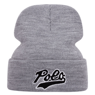Embroidered of poea hat winter warm woolen hat grey - Thumbnail 4
