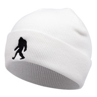 Embroidered Of APE Hat Winter Warm Woolen Hat White - Thumbnail 1